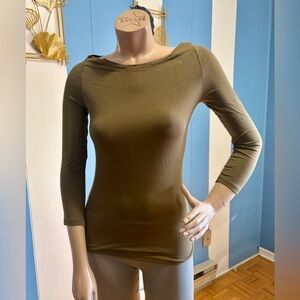 Women’s Olive Green Boatneck Long Sleeve Top